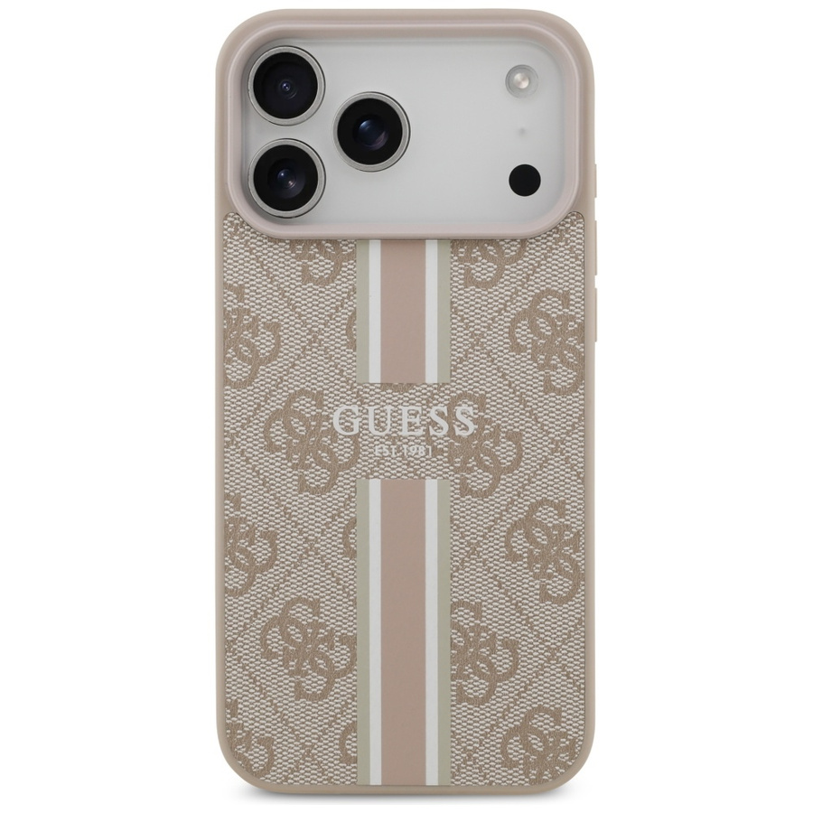 Etui Guess 4G Printed Stripes MagSafe do iPhone 17 Pro Max różowy
