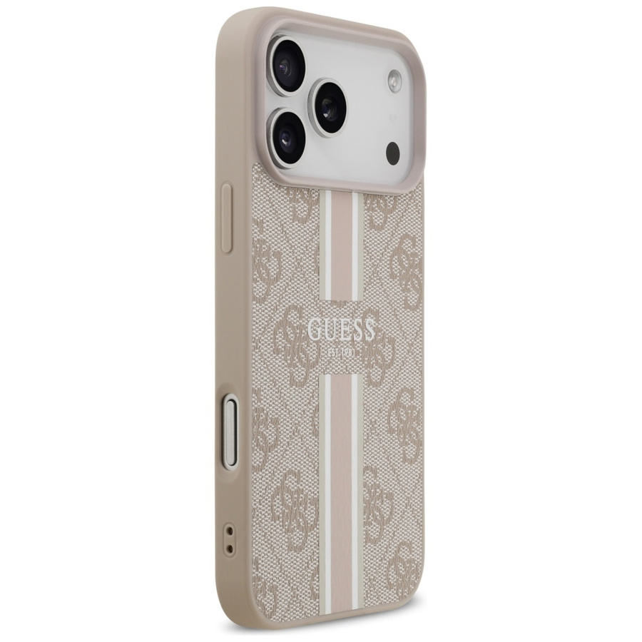 Etui Guess 4G Printed Stripes MagSafe do iPhone 17 Pro Max różowy