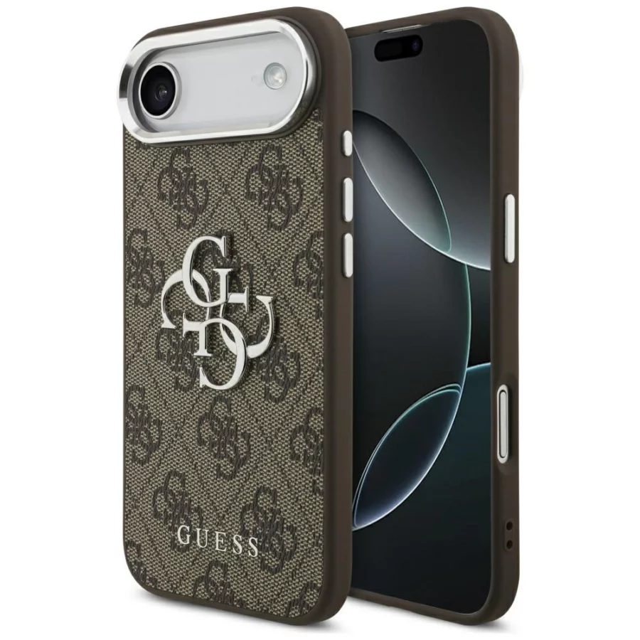 Etui Guess 4G Big 4G Classic Logo na iPhone 17 Air - brązowo-srebrne