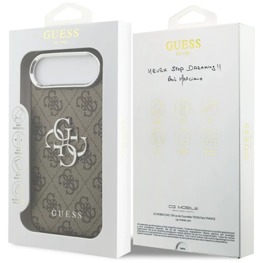 Etui Guess 4G Big 4G Classic Logo na iPhone 17 Air - brązowo-srebrne