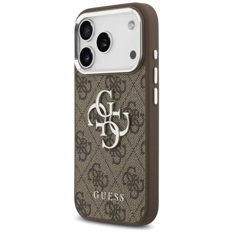 Etui Guess 4G Big 4G Classic Logo na iPhone 17 Pro brązowy - srebrne
