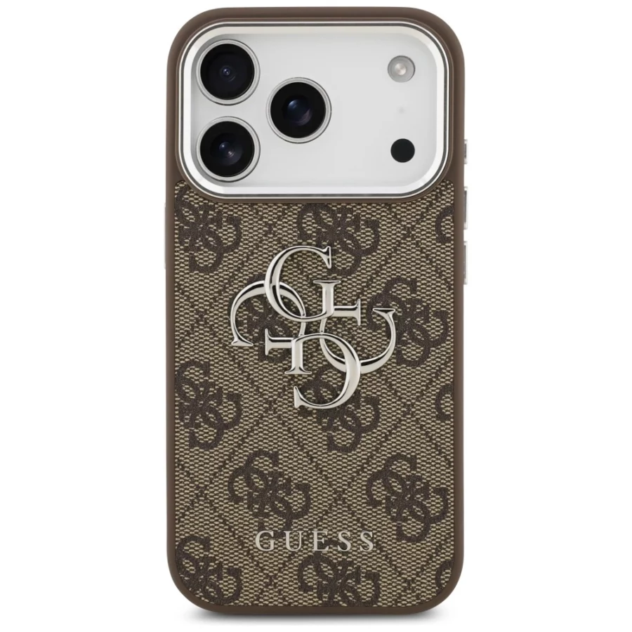 Etui Guess 4G Big 4G Classic Logo na iPhone 17 Pro brązowy - srebrne