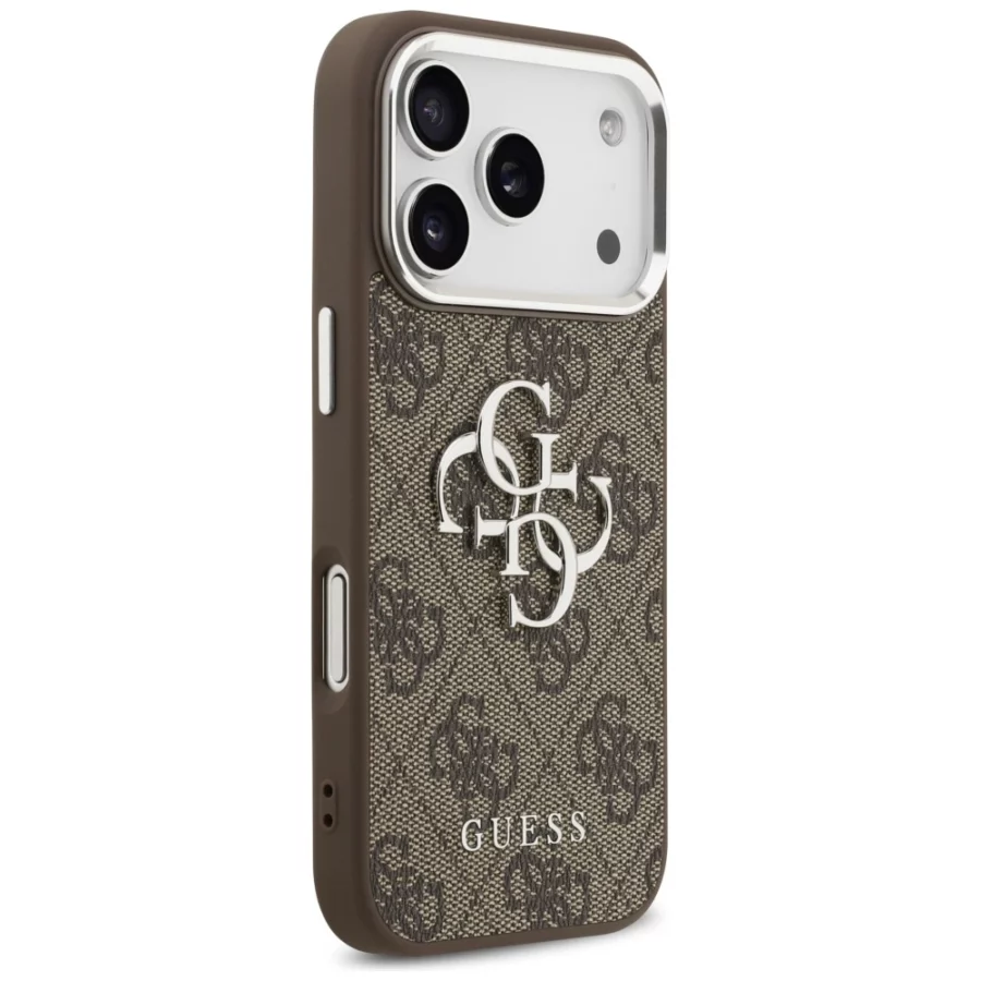 Etui Guess 4G Big 4G Classic Logo na iPhone 17 Pro brązowy - srebrne