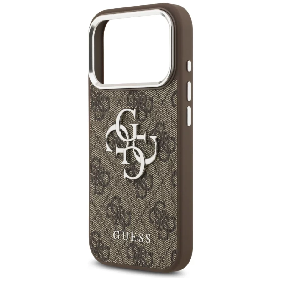 Etui Guess 4G Big 4G Classic Logo na iPhone 17 Pro brązowy - srebrne