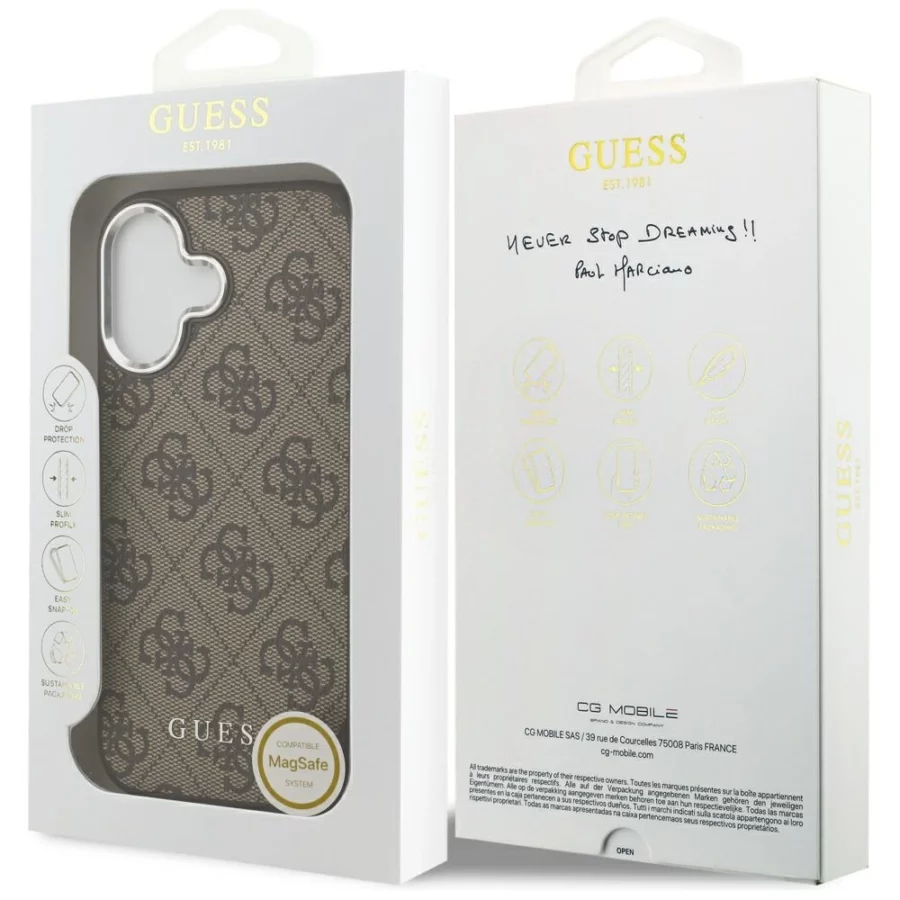 Etui Guess 4G Classic Logo MagSafe na iPhone 17 - brązowe
