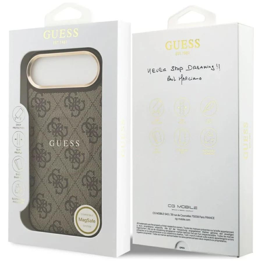 Etui Guess 4G PU Classic Logo MagSafe na iPhone 17 Air - brązowe
