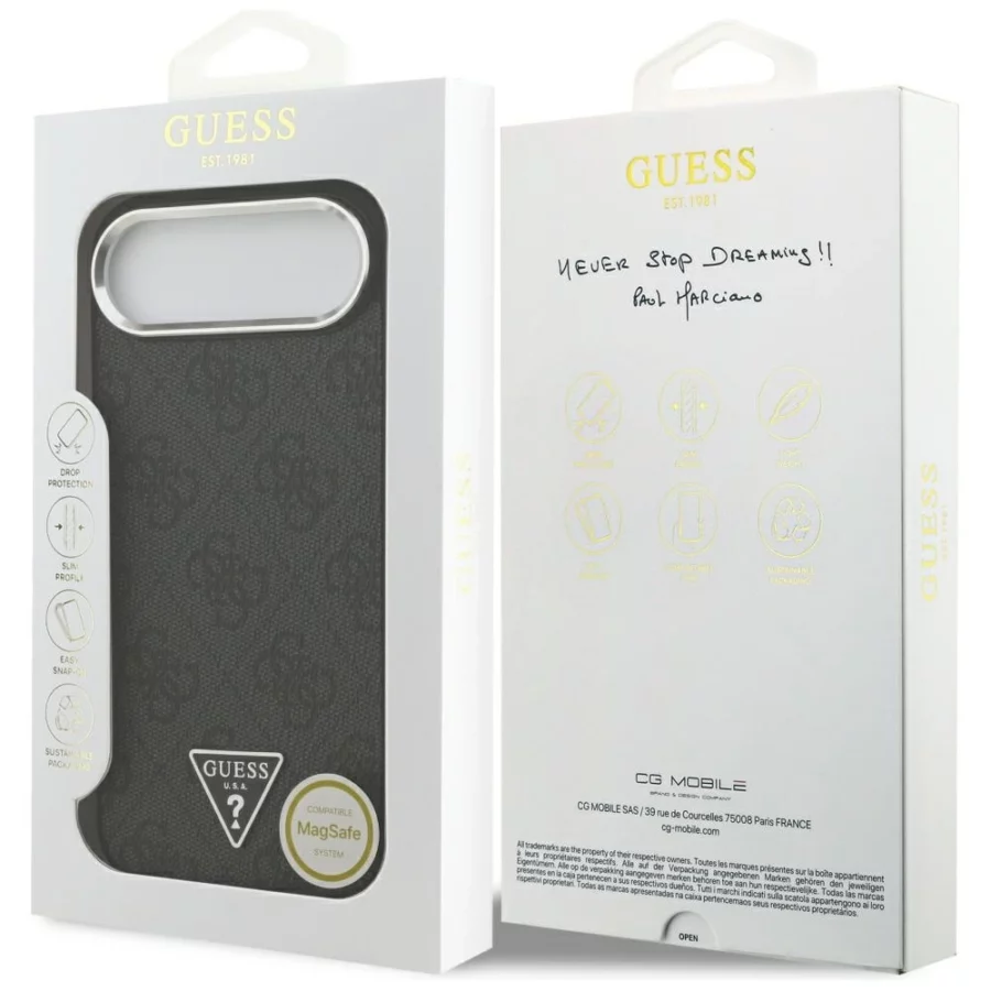 Etui Guess 4G Triangle Logo MagSafe na iPhone 17 Air - czarne