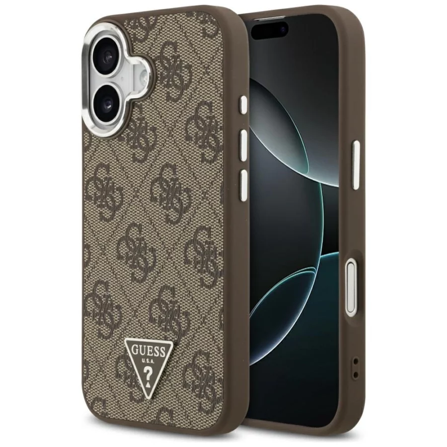Etui Guess 4G Triangle Logo MagSafe na iPhone 17 - brązowe