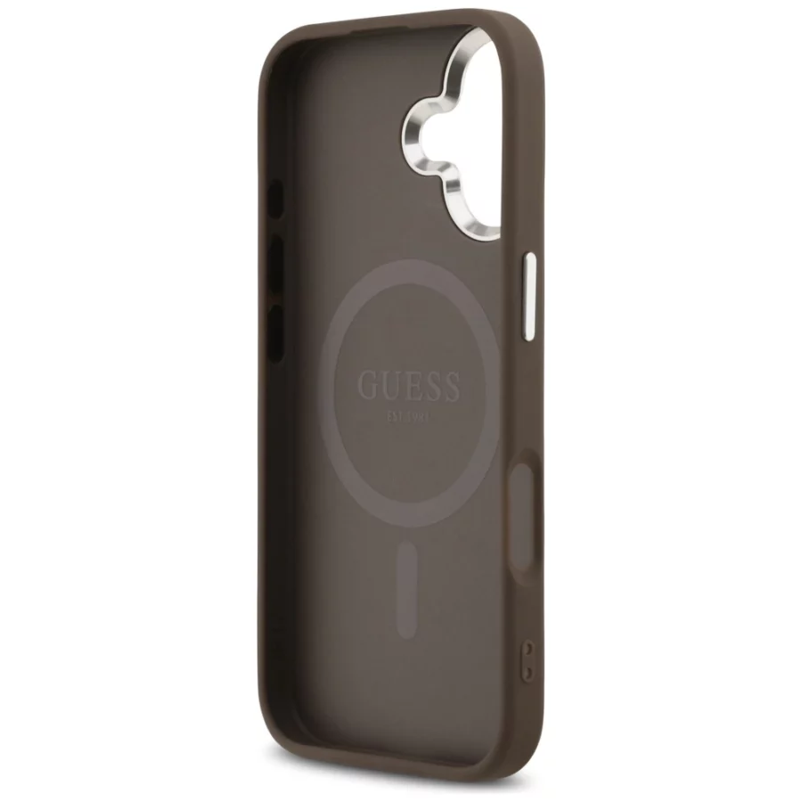 Etui Guess 4G Triangle Logo MagSafe na iPhone 17 - brązowe