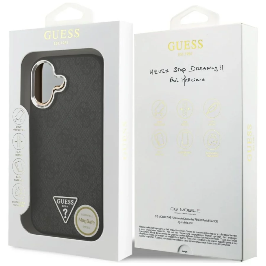 Etui Guess 4G Triangle Logo MagSafe na iPhone 17 - czarne