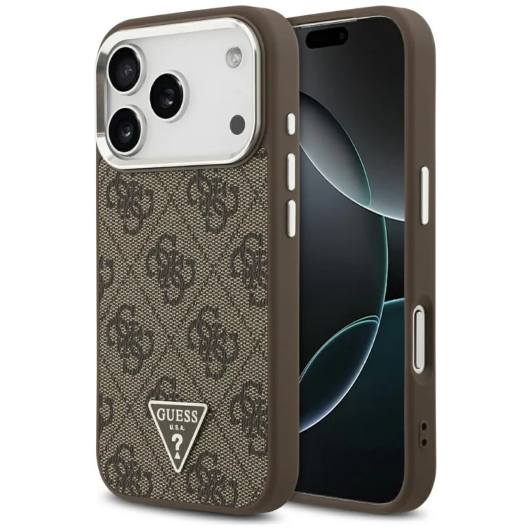 Etui Guess 4G Triangle Logo MagSafe na iPhone 17 Pro - brązowe