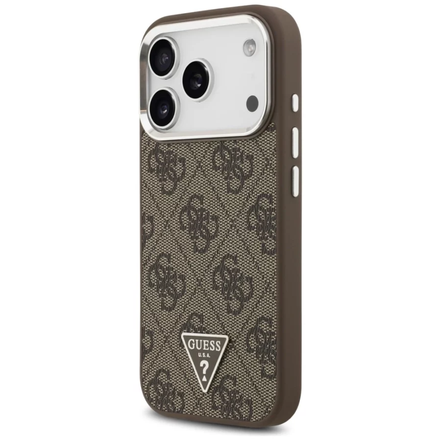 Etui Guess 4G Triangle Logo MagSafe na iPhone 17 Pro - brązowe