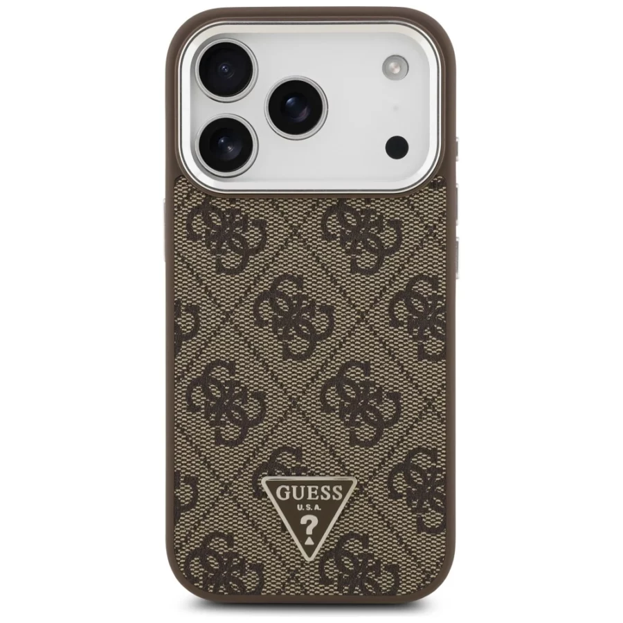 Etui Guess 4G Triangle Logo MagSafe na iPhone 17 Pro - brązowe