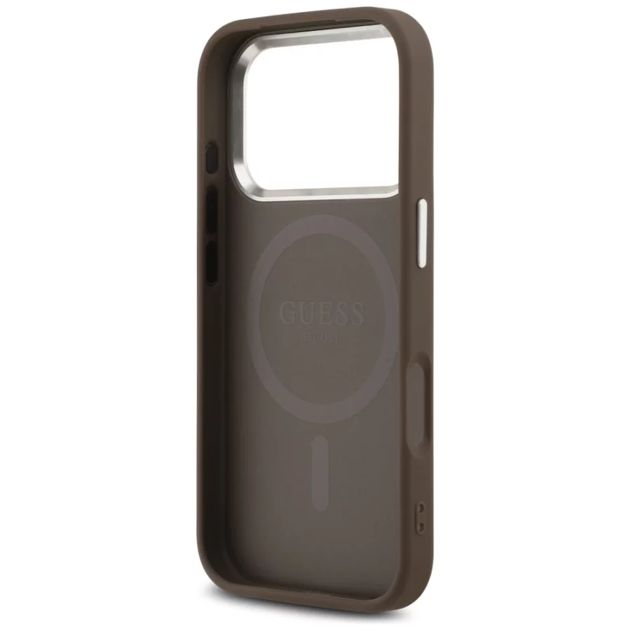 Etui Guess 4G Triangle Logo MagSafe na iPhone 17 Pro - brązowe