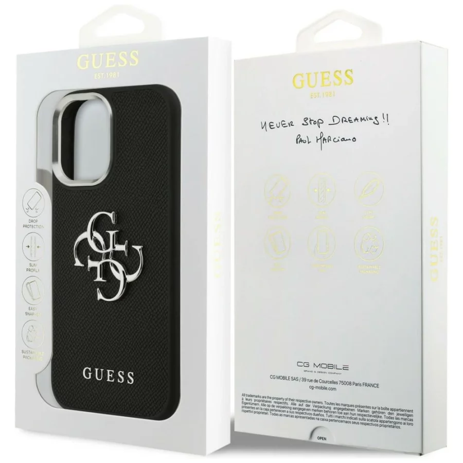 Etui Guess Grained Big 4G Classic Logo na iPhone 17 - czarne