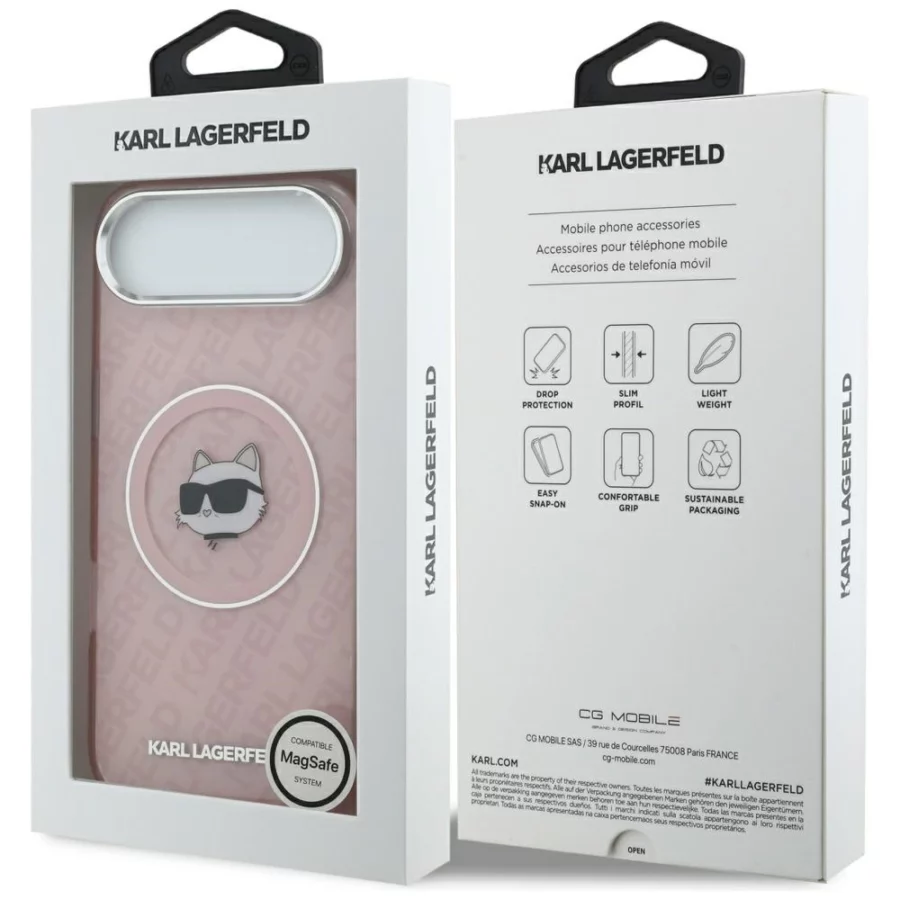 Etui Karl Lagerfeld IML Choupette Head Logo MagSafe na iPhone 17 Air - różowe
