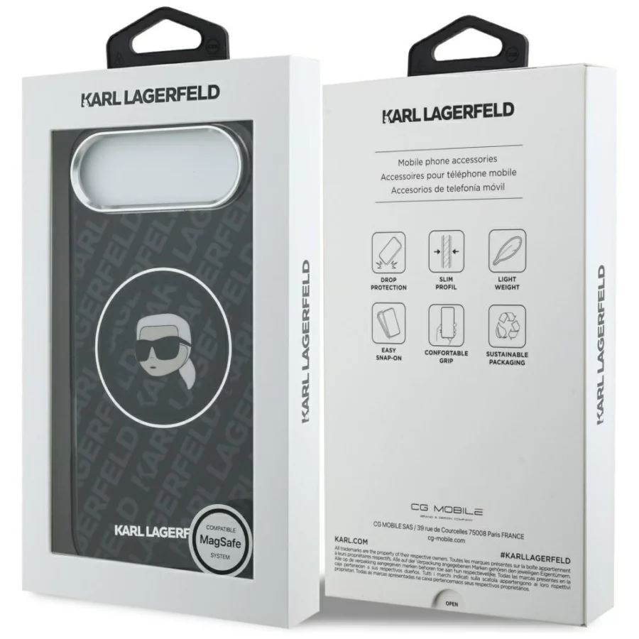 Etui Karl Lagerfeld IML Karl Head Logo MagSafe na iPhone 17 Air - czarne