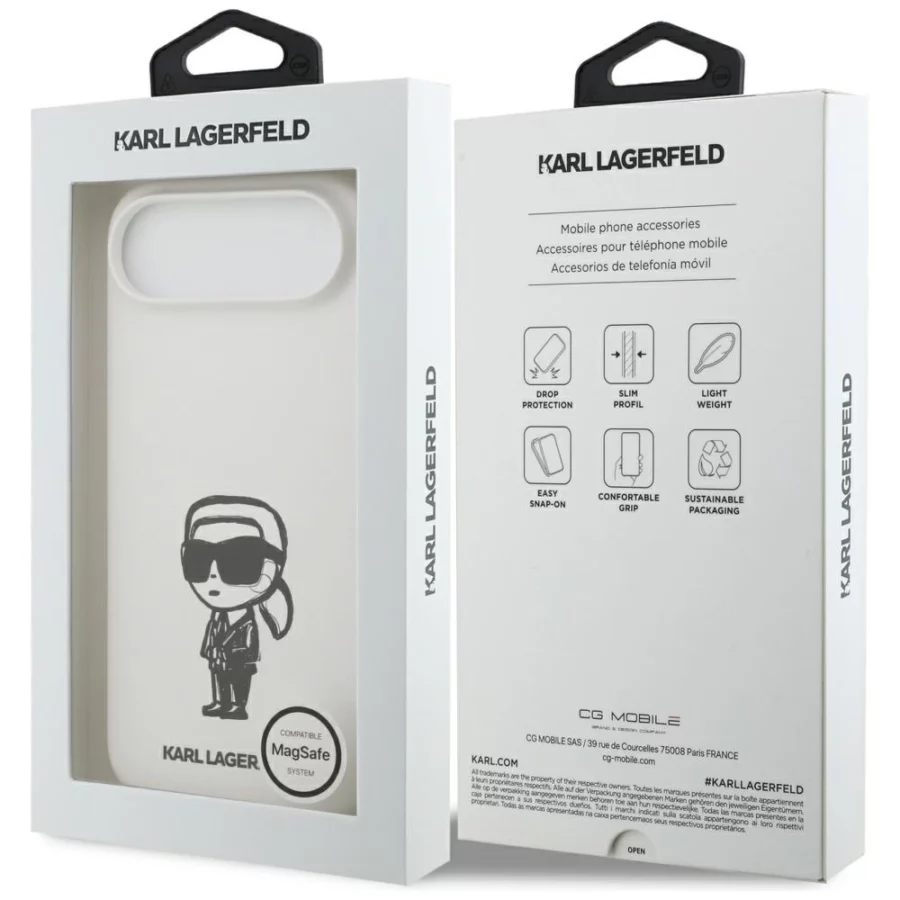 Etui Karl Lagerfeld Silicone Karl Sketch & Logo MagSafe na iPhone 17 Air - białe