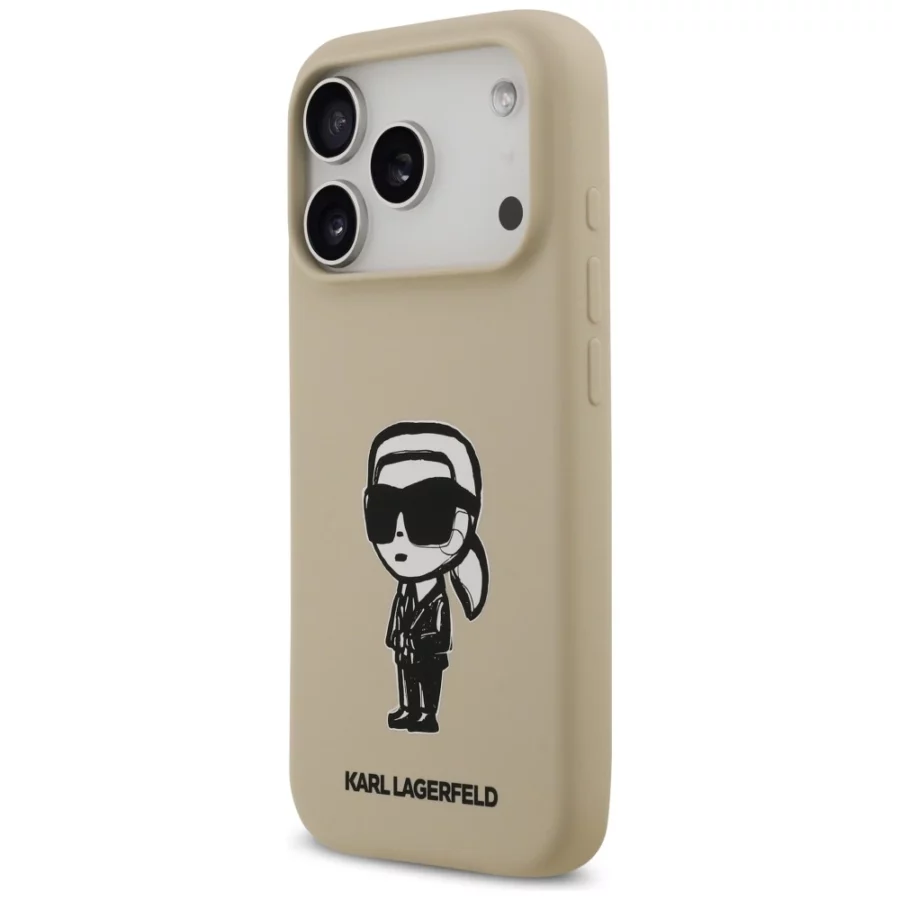 Etui Karl Lagerfeld Silicone Karl Sketch & Logo MagSafe na iPhone 17 Pro - brązowe