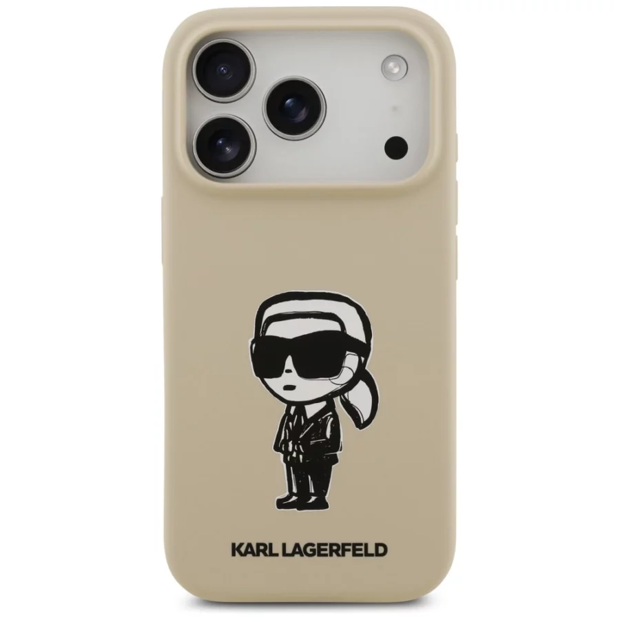 Etui Karl Lagerfeld Silicone Karl Sketch & Logo MagSafe na iPhone 17 Pro - brązowe
