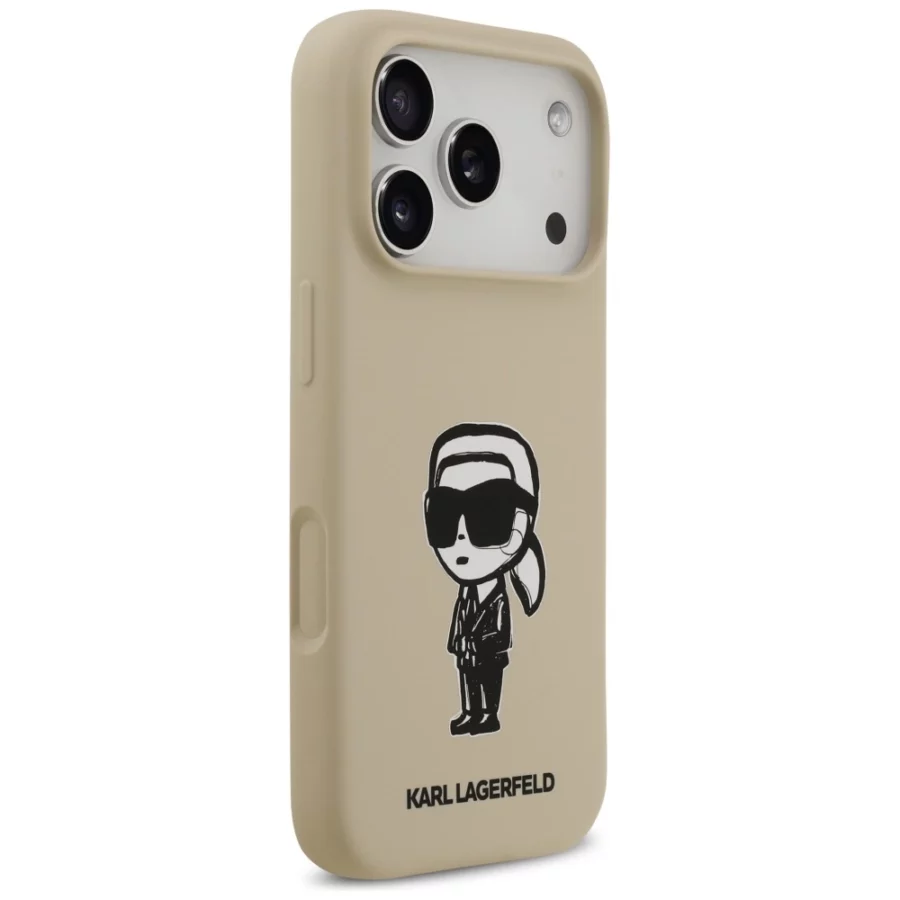 Etui Karl Lagerfeld Silicone Karl Sketch & Logo MagSafe na iPhone 17 Pro - brązowe