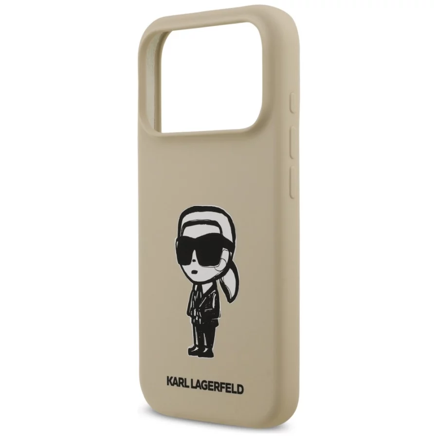 Etui Karl Lagerfeld Silicone Karl Sketch & Logo MagSafe na iPhone 17 Pro - brązowe