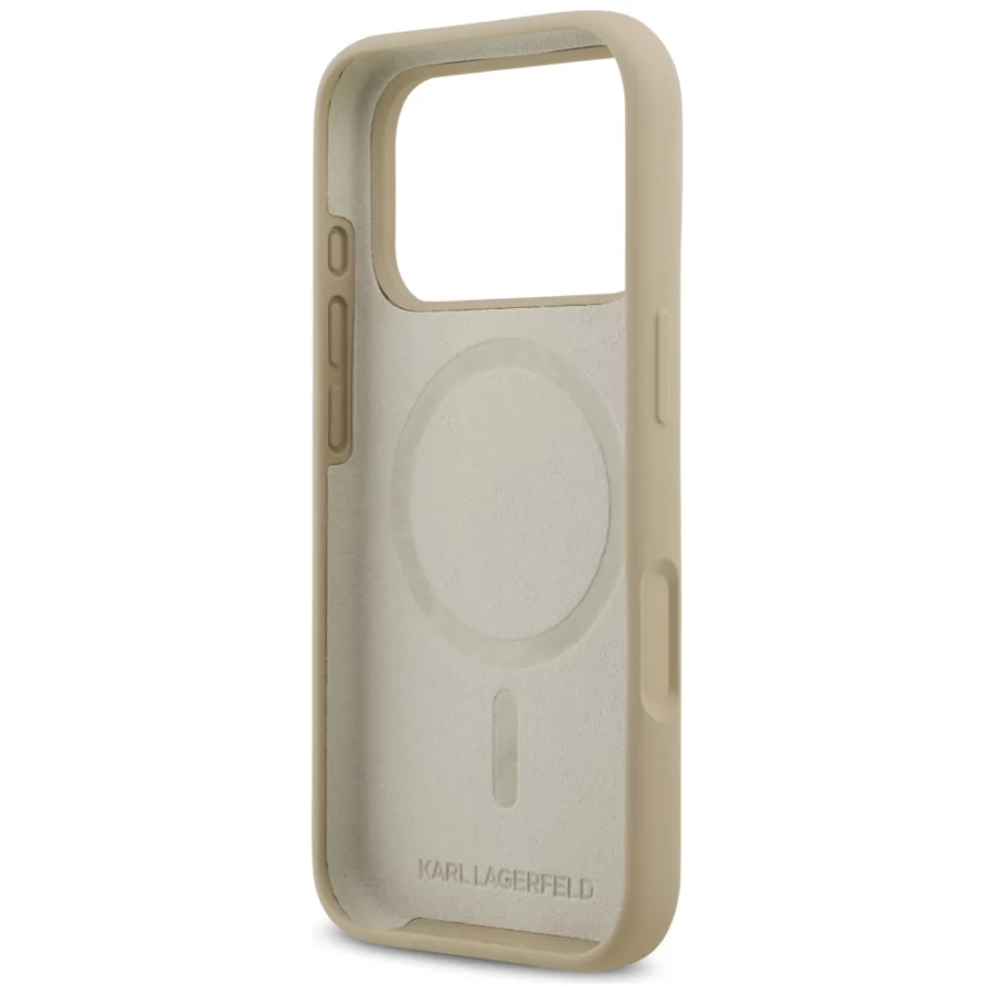 Etui Karl Lagerfeld Silicone Karl Sketch & Logo MagSafe na iPhone 17 Pro - brązowe