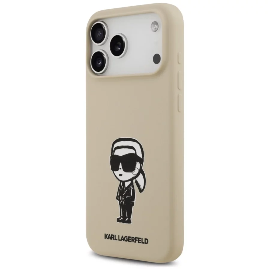 Etui Karl Lagerfeld Silicone Karl Sketch & Logo MagSafe na iPhone 17 Pro Max - brązowe