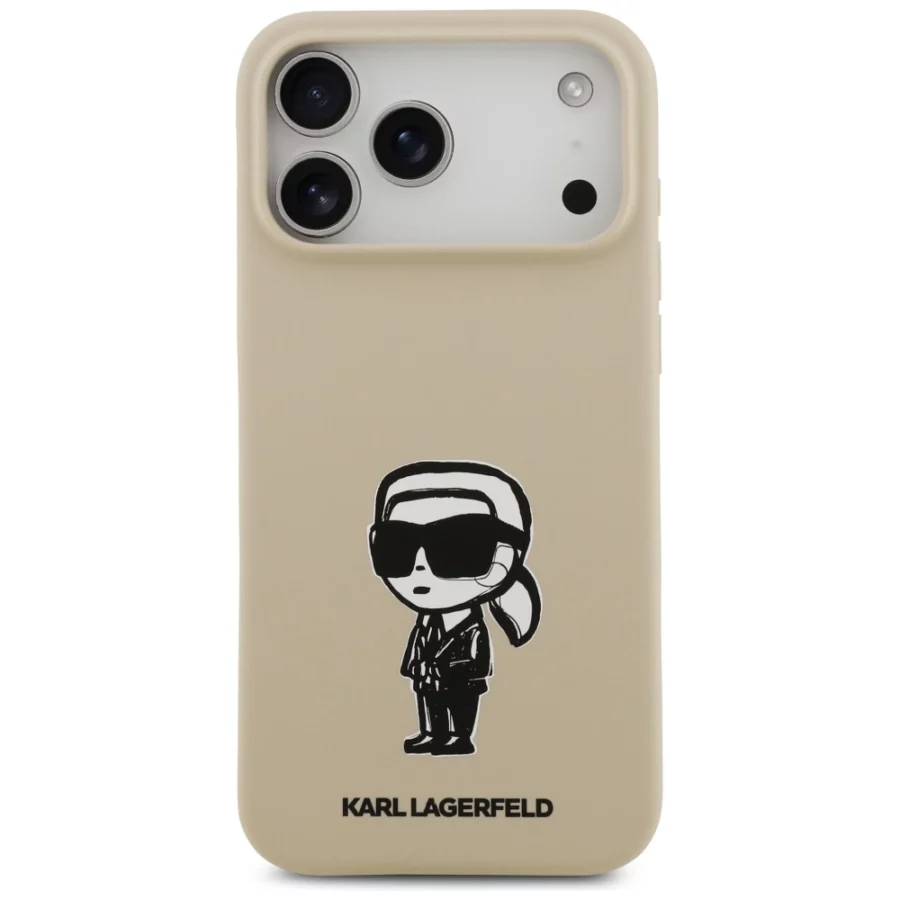 Etui Karl Lagerfeld Silicone Karl Sketch & Logo MagSafe na iPhone 17 Pro Max - brązowe