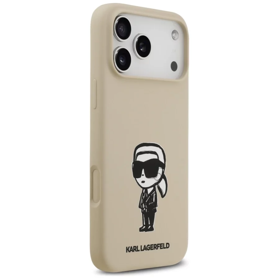 Etui Karl Lagerfeld Silicone Karl Sketch & Logo MagSafe na iPhone 17 Pro Max - brązowe
