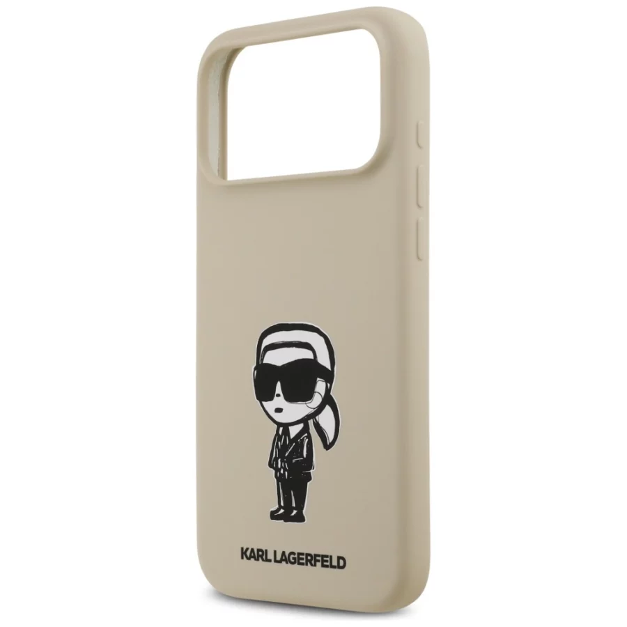 Etui Karl Lagerfeld Silicone Karl Sketch & Logo MagSafe na iPhone 17 Pro Max - brązowe