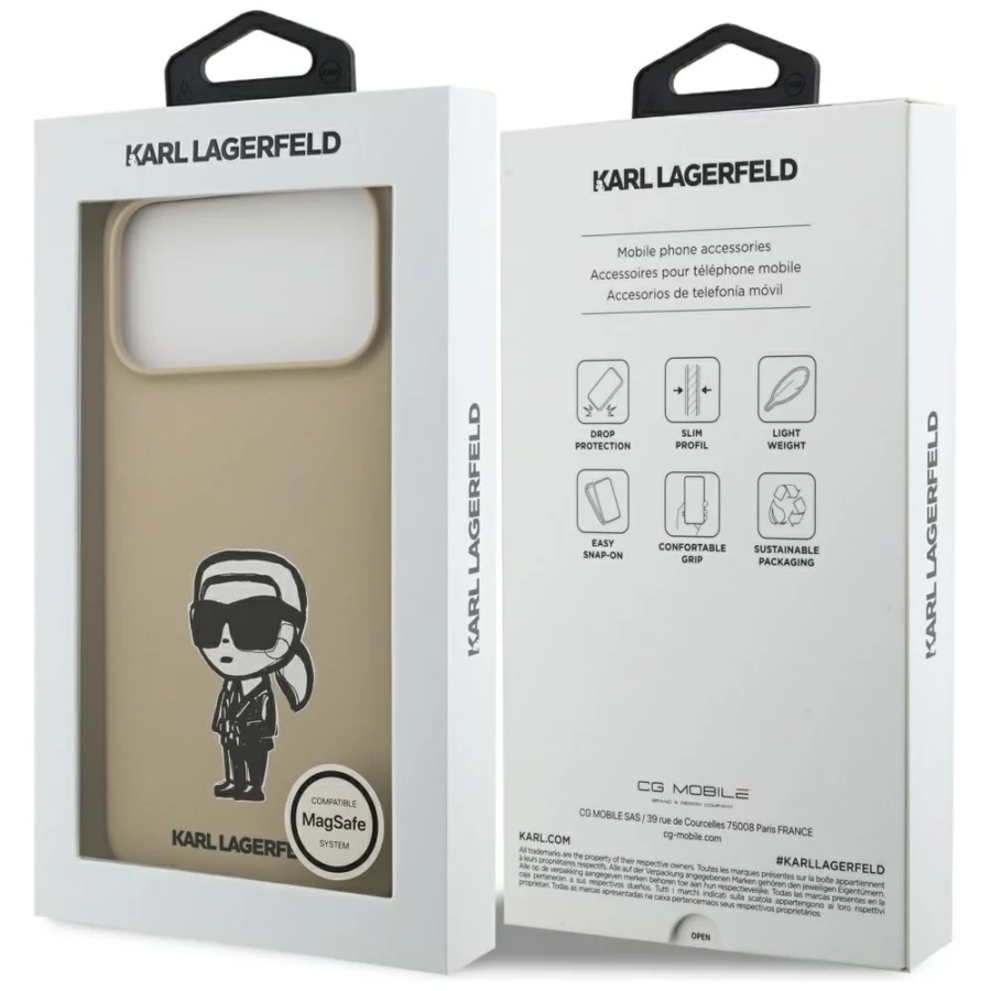 Etui Karl Lagerfeld Silicone Karl Sketch & Logo MagSafe na iPhone 17 Pro Max - brązowe