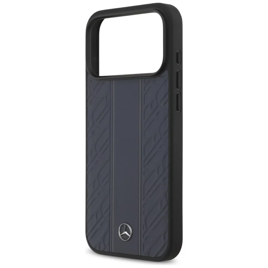Etui Mercedes Leather Laurel Leaves Stripes MagSafe na iPhone 17 Pro Max - niebieskie