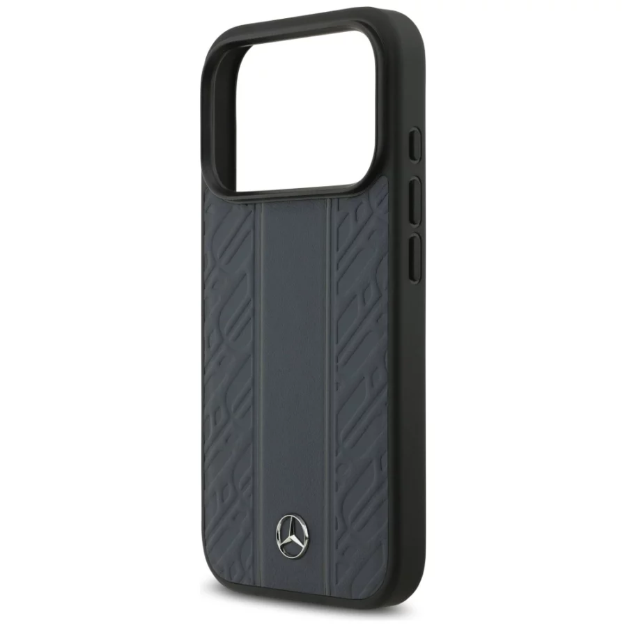 Etui Mercedes Leather Laurel Leaves Stripes MagSafe na iPhone 17 Pro - niebieskie