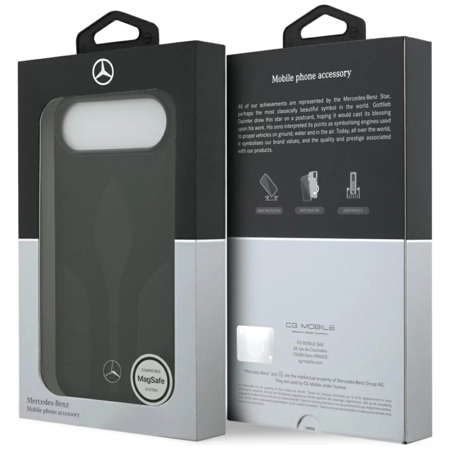 Etui Mercedes Leather The Move MagSafe na iPhone 17 Air - czarne