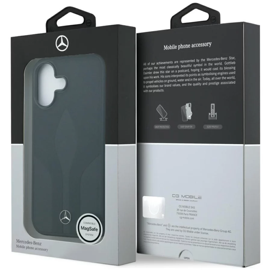 Etui Mercedes Leather The Move MagSafe na iPhone 17 - czarne