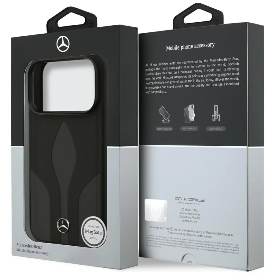 Etui Mercedes Leather The Move MagSafe na iPhone 17 Pro - czarne