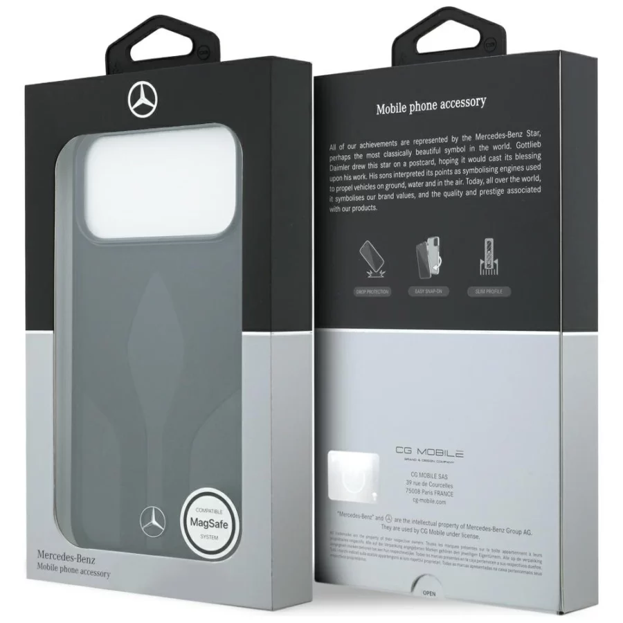 Etui Mercedes Leather The Move MagSafe na iPhone 17 Pro Max - czarne