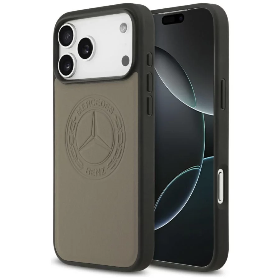 Etui Mercedes Leather Vintage Logo MagSafe na iPhone 17 Pro Max - beżowe