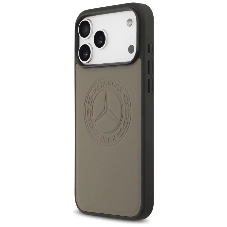 Etui Mercedes Leather Vintage Logo MagSafe na iPhone 17 Pro Max - beżowe