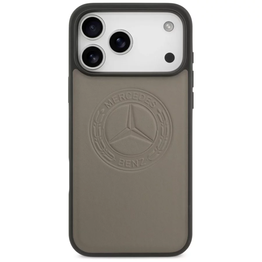 Etui Mercedes Leather Vintage Logo MagSafe na iPhone 17 Pro Max - beżowe