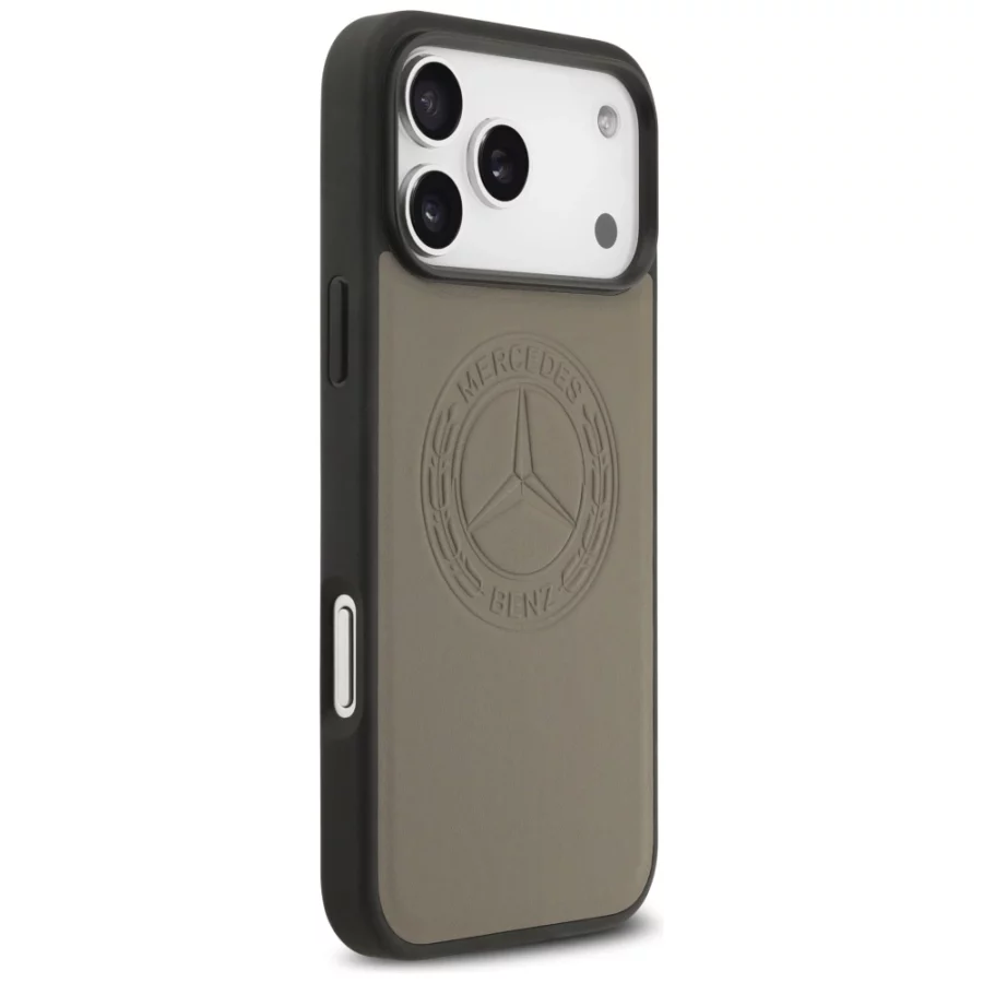 Etui Mercedes Leather Vintage Logo MagSafe na iPhone 17 Pro Max - beżowe