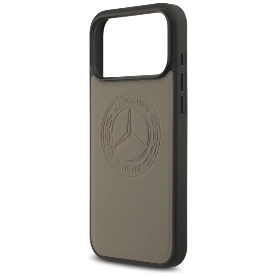 Etui Mercedes Leather Vintage Logo MagSafe na iPhone 17 Pro Max - beżowe