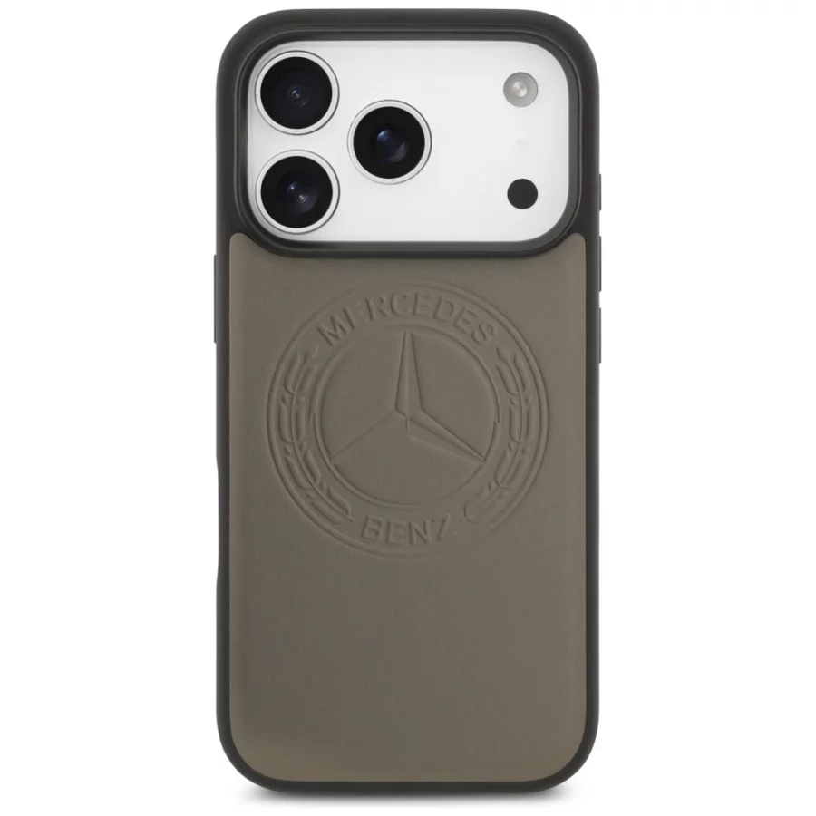 Etui Mercedes Leather Vintage Logo MagSafe na iPhone 17 Pro - beżowe