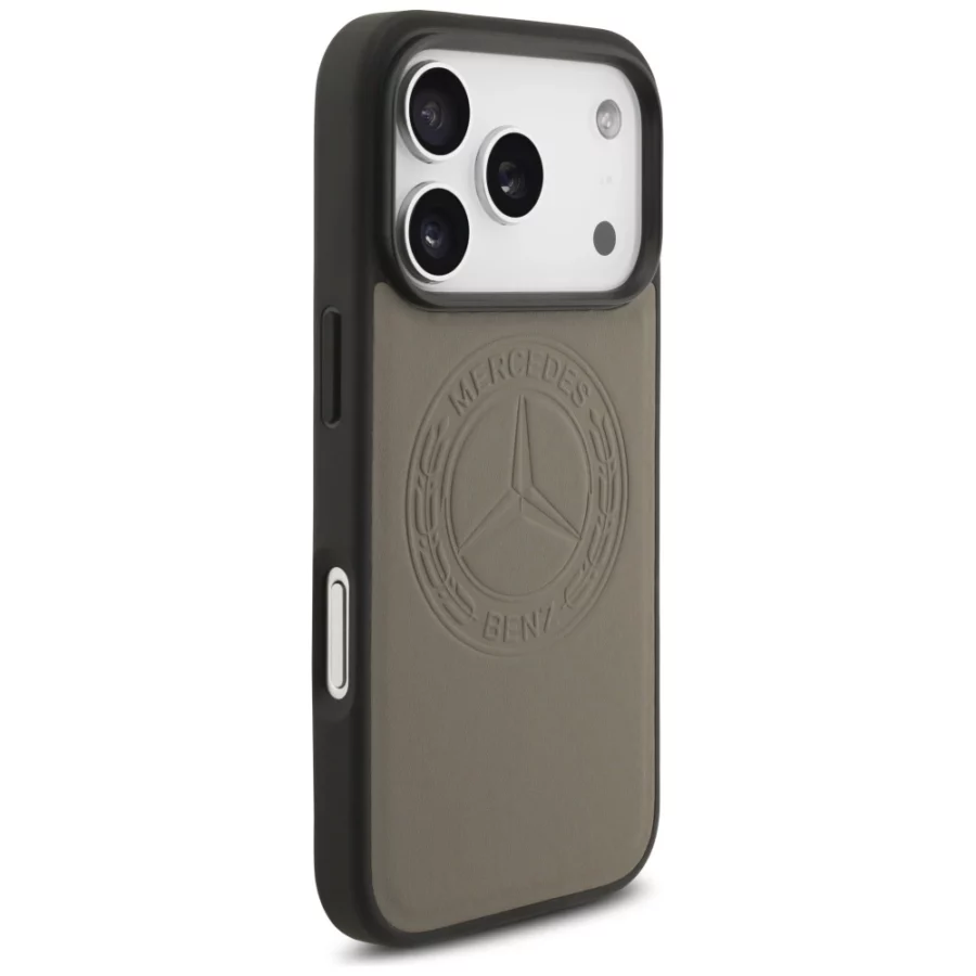 Etui Mercedes Leather Vintage Logo MagSafe na iPhone 17 Pro - beżowe