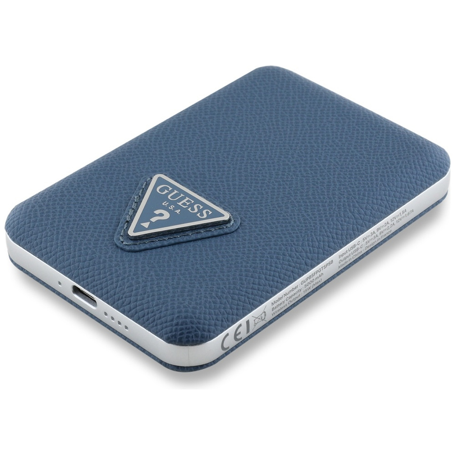 Powerbank indukcyjny Guess Grained       Triangle 5000mAh 15W USB-C MagSafe niebieski