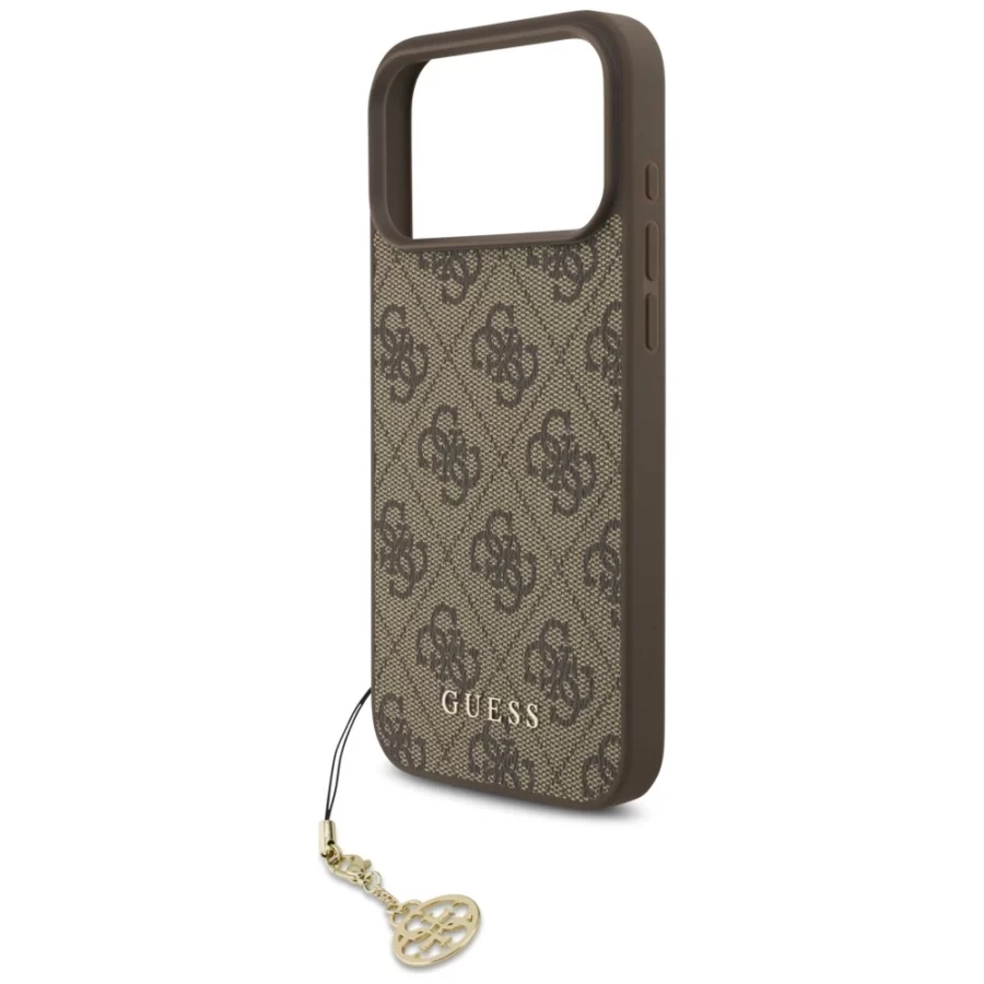 Etui Guess 4G Charms Collection MagSafe na iPhone 17 Pro Max - brązowe