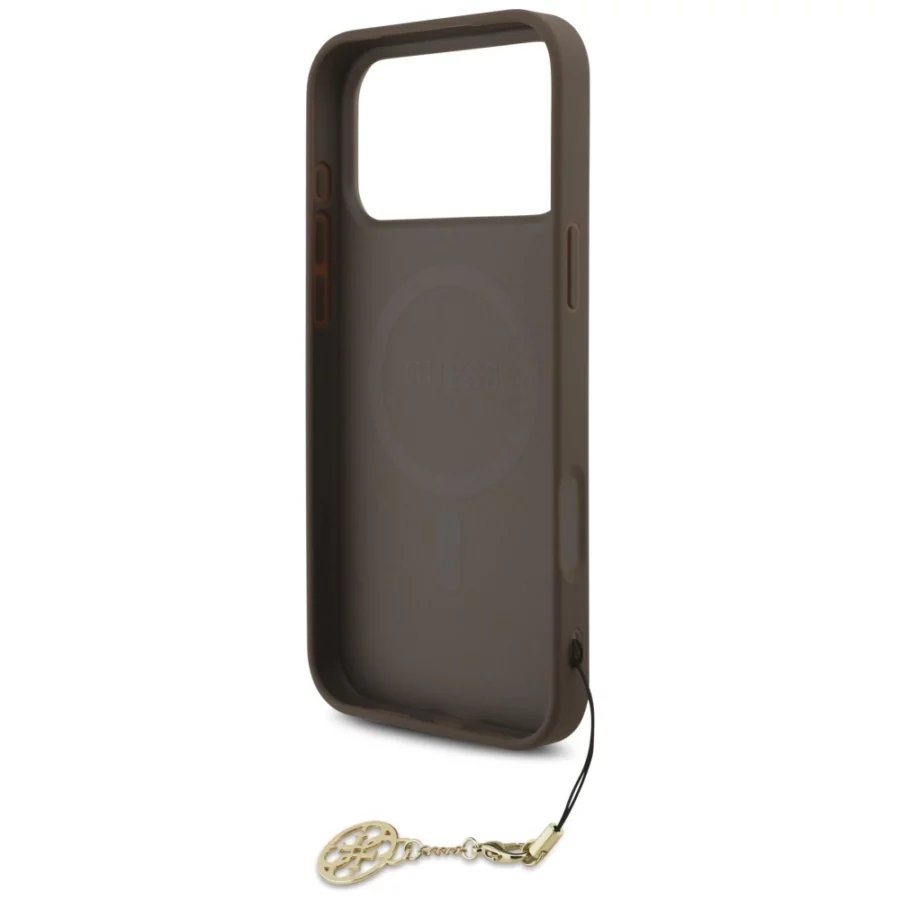 Etui Guess 4G Charms Collection MagSafe na iPhone 17 Pro Max - brązowe