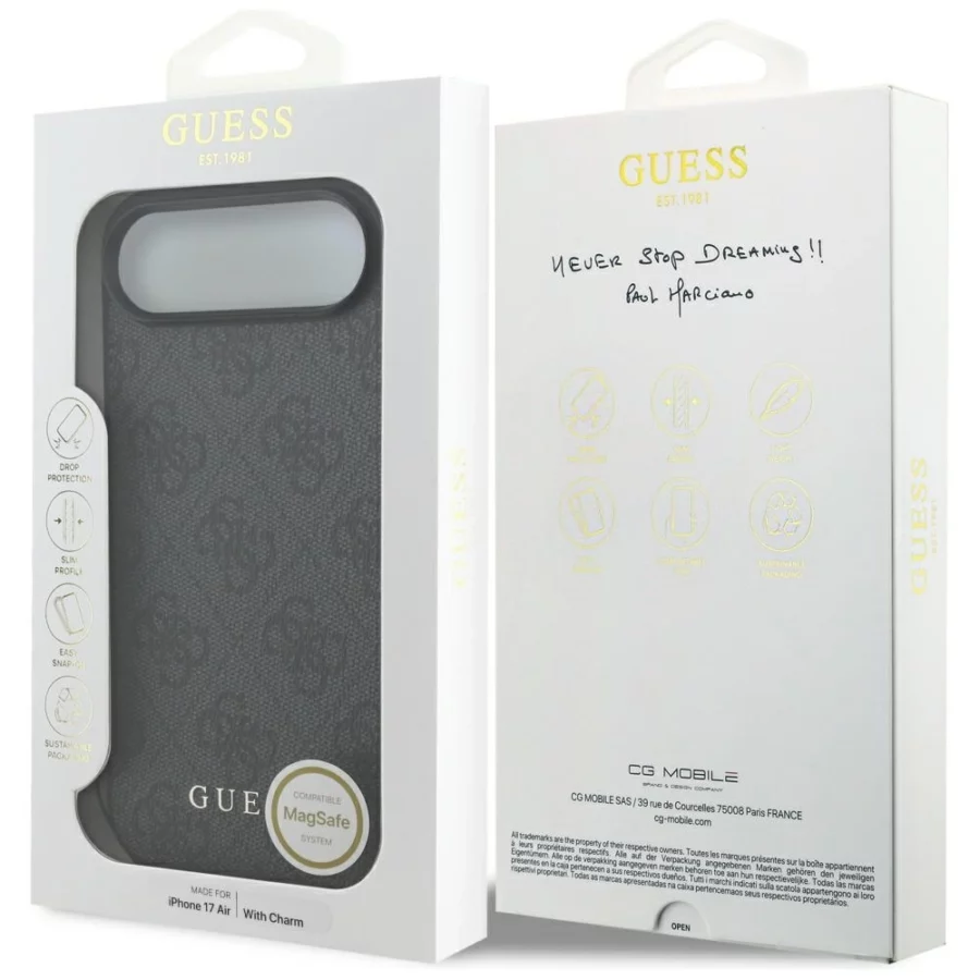 Etui Guess 4G Charms Collection MagSafe na iPhone Air - czarne