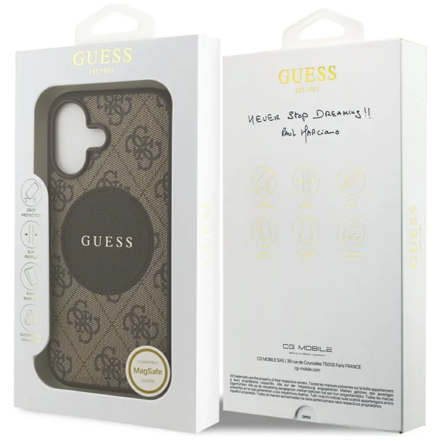 Etui Guess 4G Circle Classic Logo MagSafe na iPhone 17 - brązowe